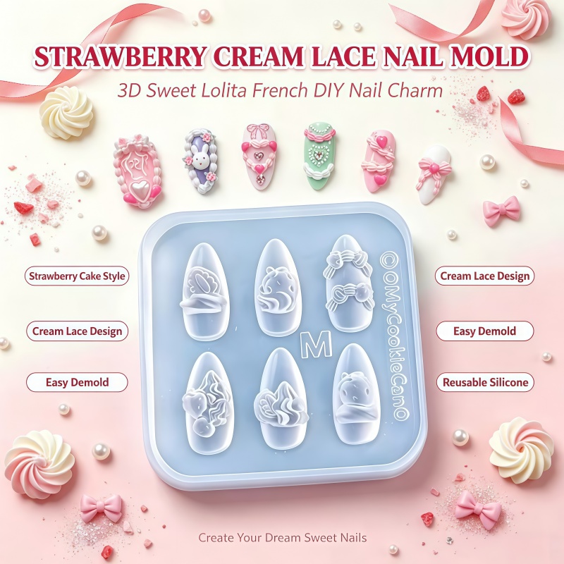 Nail Art Strawberry - Cetakan Silikon Seni Kuku 3D Gaya