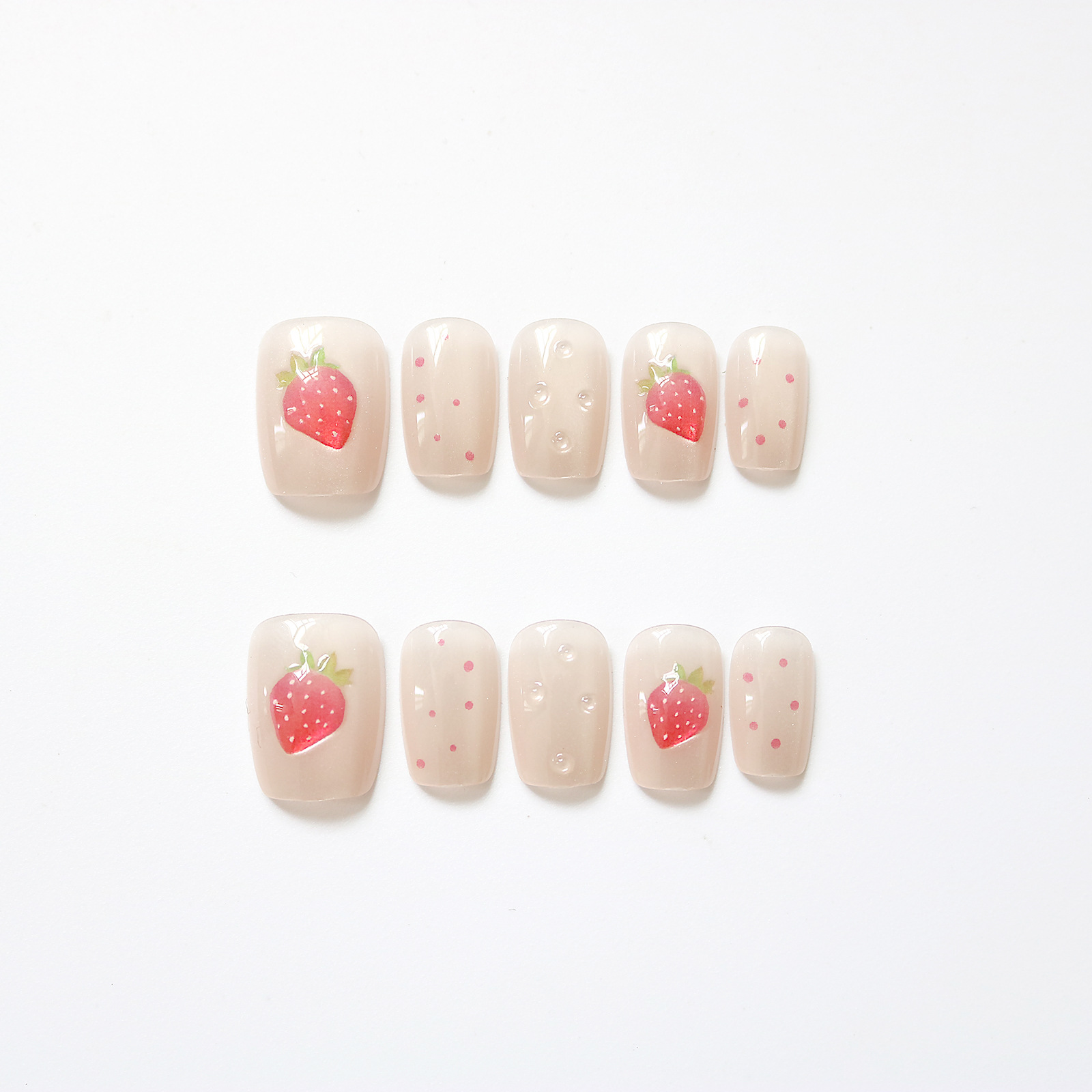 10 Buah Kuku Palsu Stroberi Bu - Nail Art Strawberry ulasan dan harga