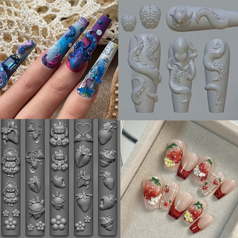 ✰ ✪ Cetakan Silikon 3D Kelinci - Nail Art Strawberry ulasan dan harga