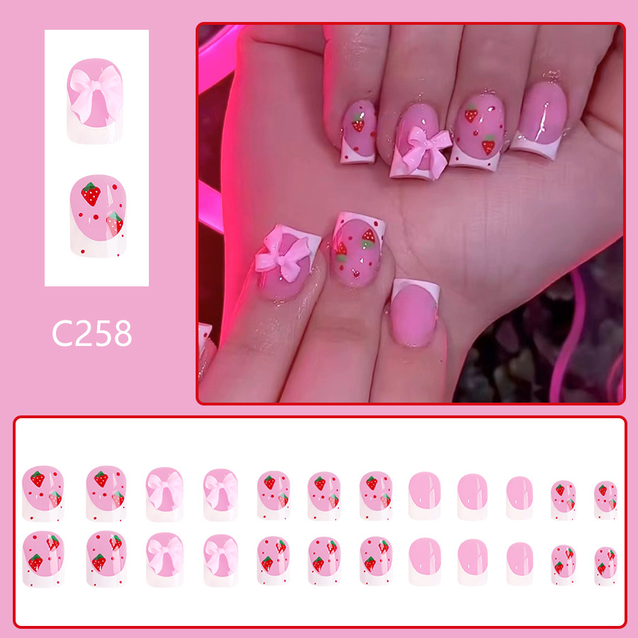 24 buah desain stroberi merah  - Nail Art Strawberry ulasan dan harga