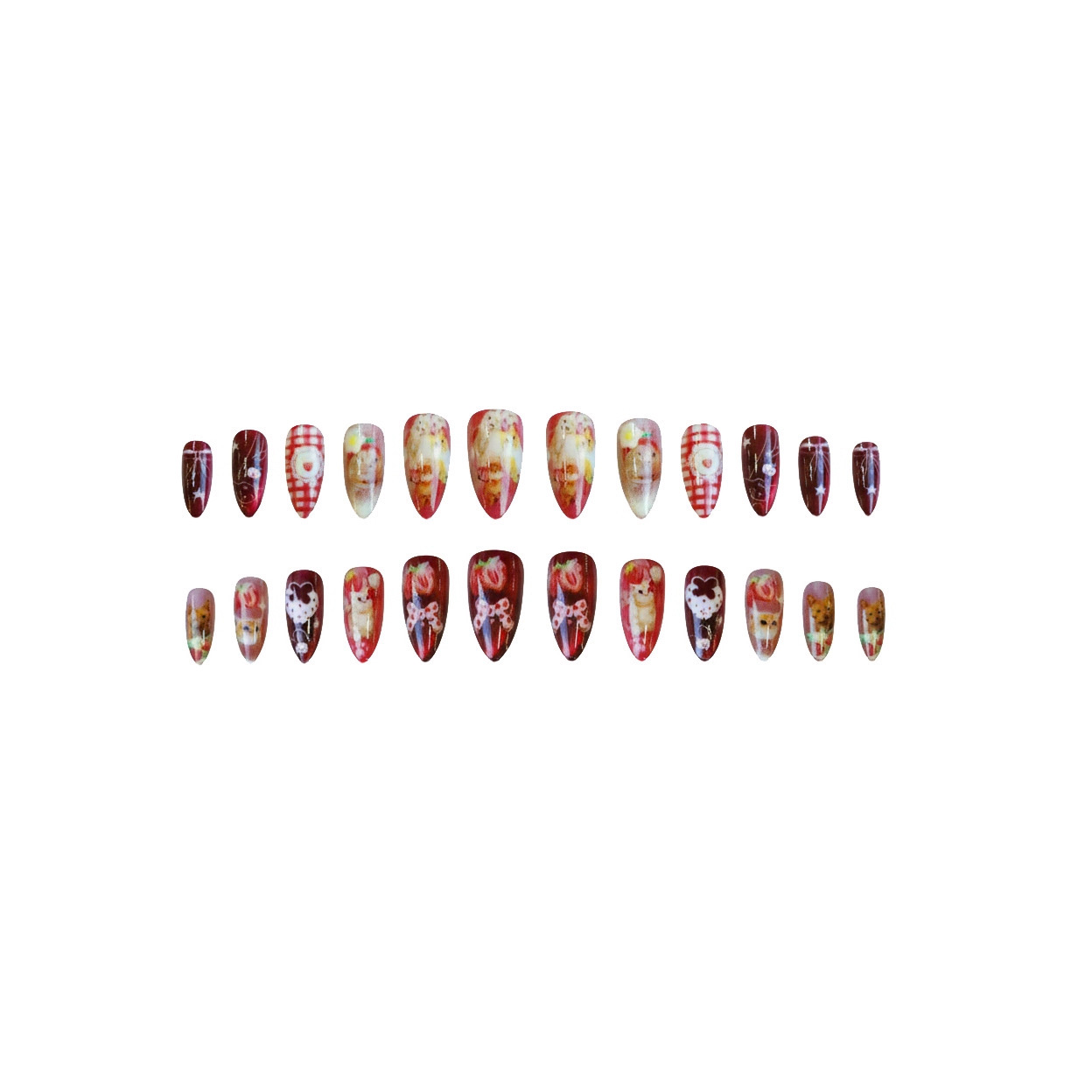 24 pcs Kuku Palsu Strawberry C - Nail Art Strawberry ulasan dan harga